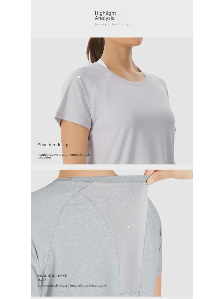 Dam Lös Passform Yoga Topp – Andningsbar Meshrygg, Snabbtorkande Löpar T-shirt, Kortärmad Träningsblus