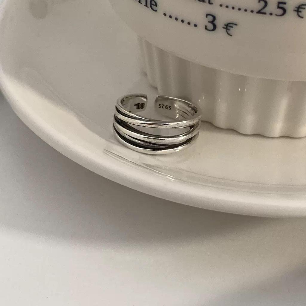 Adjustable Thai Silver Retro Ring: Trendy, Versatile, Hip Hop-Inspired Design for Women