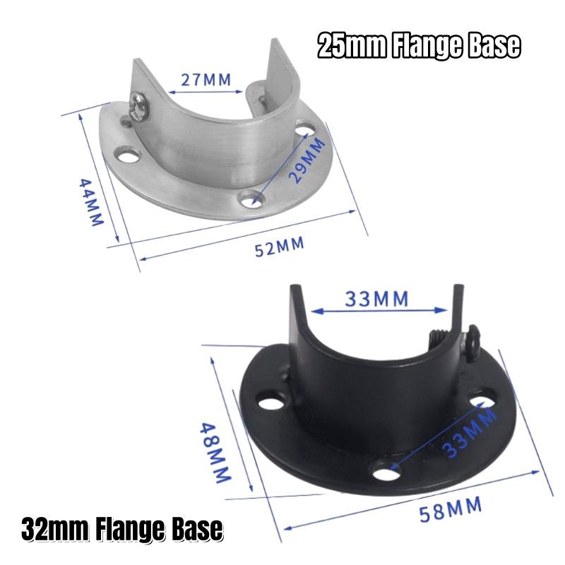 2PCS 304 Stainless Steel Closet Rod Bracket 25/32mm Flange Seat,Wardrobe Hanger Rod Base Curtain Rod Holder Pole Sockets Support