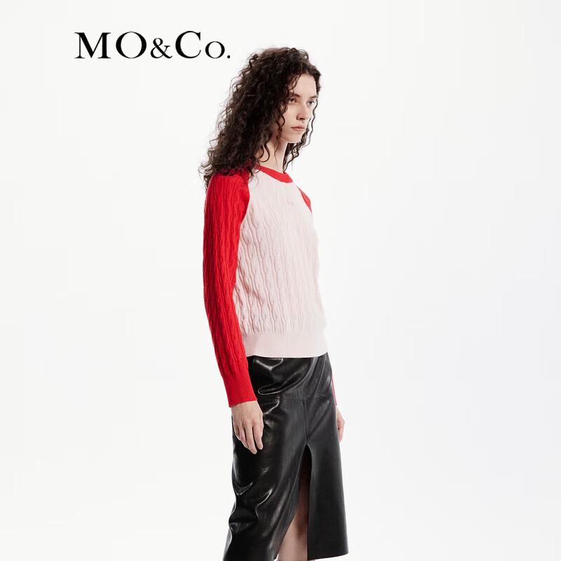 MO&Co. Women's Merino Wool Cashmere Blend Cable Knit Sweater