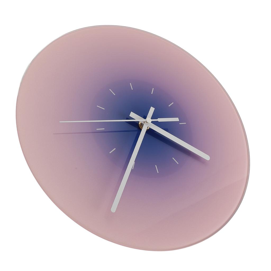 12 Inch Glass Wall Clock Silent Sweep Movement Battery Operated Round Wall Clock for Living Room Bedroom