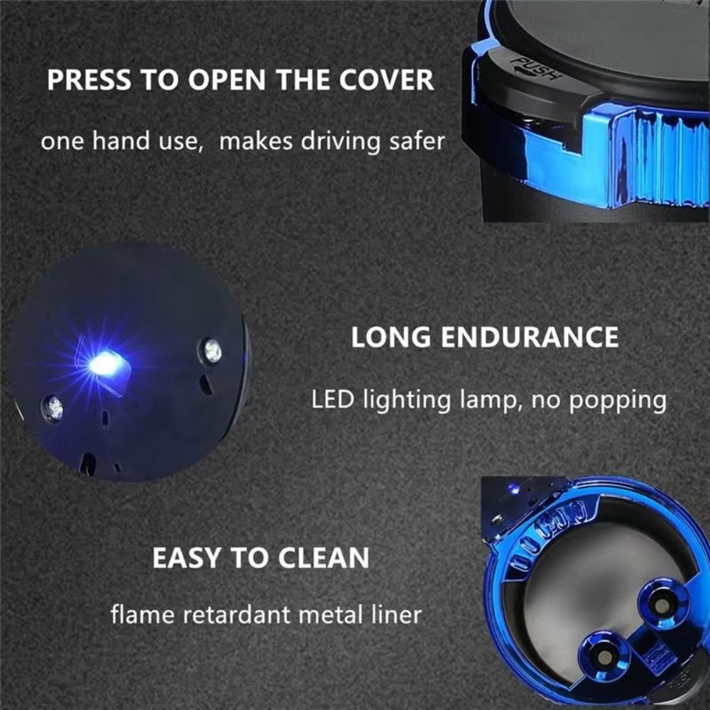 With Lid Car Ashtray LED Blue Light Auto Ashtray Modern Automotive Supplies  Car Interior