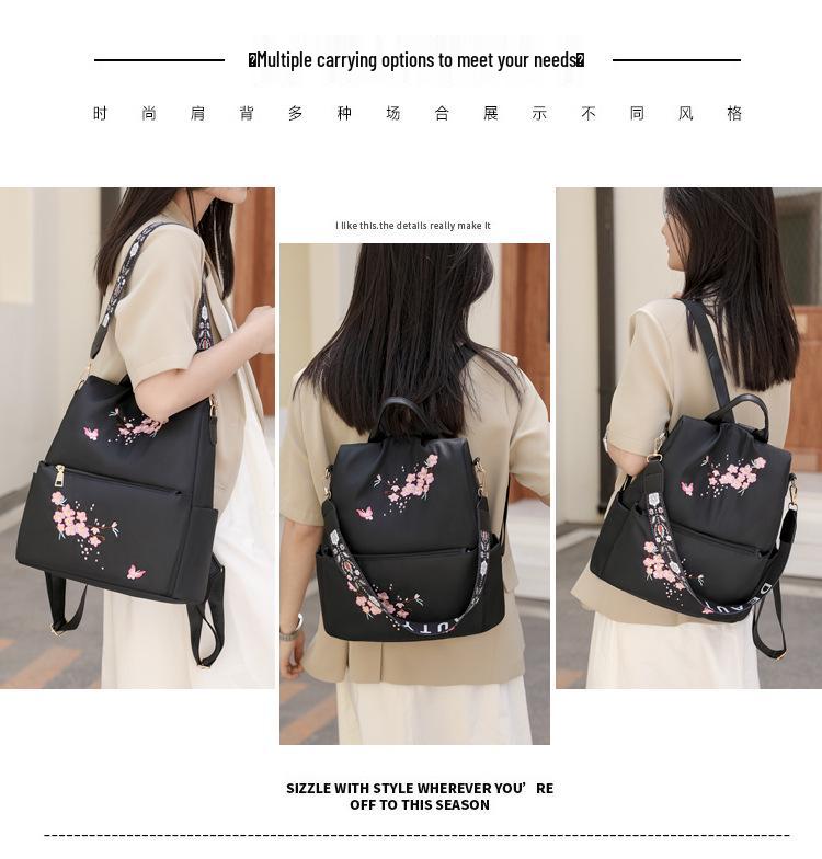 Trendy 2025 Large-Capacity Women's Embroidered Shoulder Bag and Backpack