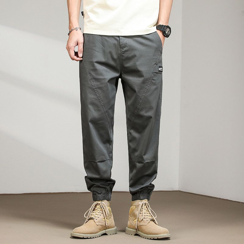 Japanese-Style Trendy Brand Loose-Fitting Workwear Jogger Pants for Men, Summer Straight-Leg Versatile Cuffed Harem Casual Long Pants