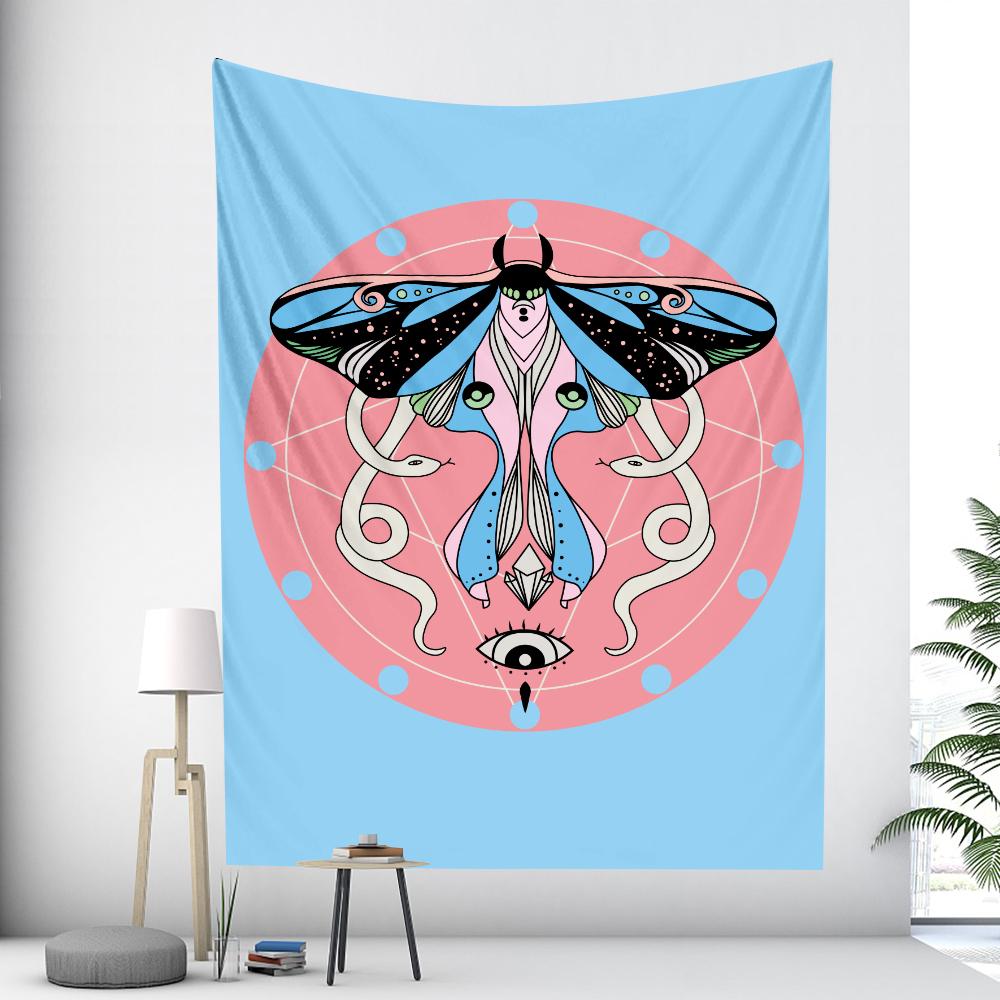 Vintage botanische Blumen Tarot Schmetterling Wandteppich Wandbehang Hexerei Dekoration Hippie Boho Wandteppich Zimmer Wohnheim Home Decor