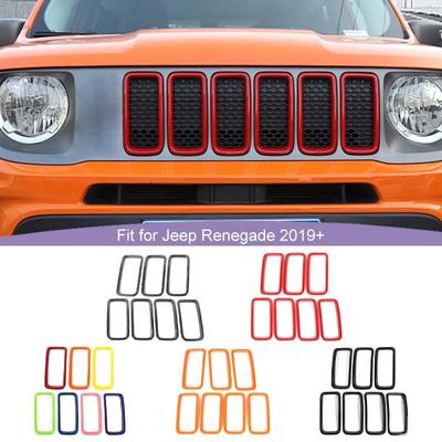 ABS Car Front Grille Decoration Ring Cover Stickers For Jeep Renegade 2019 Up Car Exterior Accessories