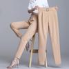 Plus Size 4XL Wiosna Lato Damskie Jednokolorowe z Wysokim Stanem z Cienkim Draperowaniem Lodowy Jedwab Cienka Sekcja Spodni Harlan z Małą Nogawką