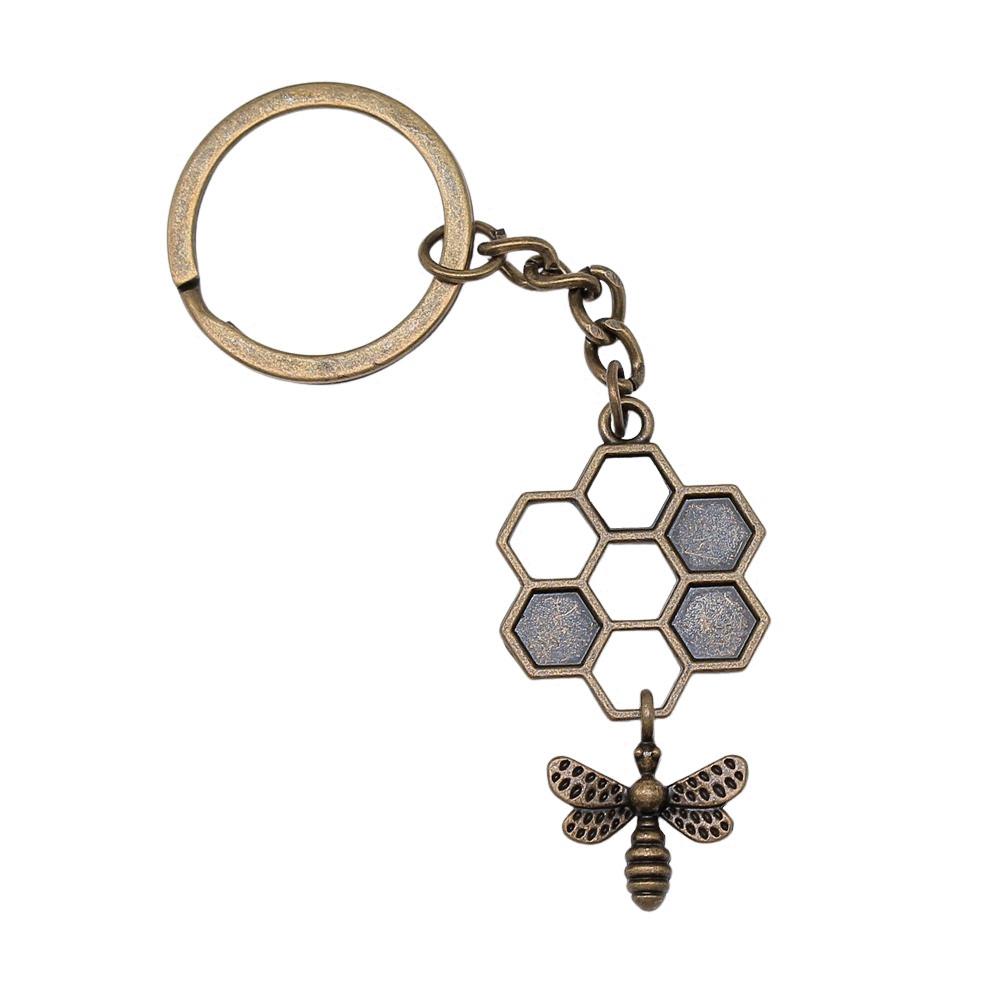 Breloc cu Charm Libelulă și Albină Pandantive Fluture Inel pentru Chei Inel de 28mm