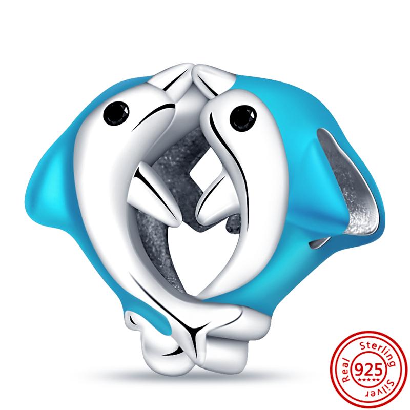 925 Sterling copper Colorful Balloon Flower Dolphin Crab Rabbit Butterfly Beads Fit Original Pantaro Charms Bracelet DIY Zircon