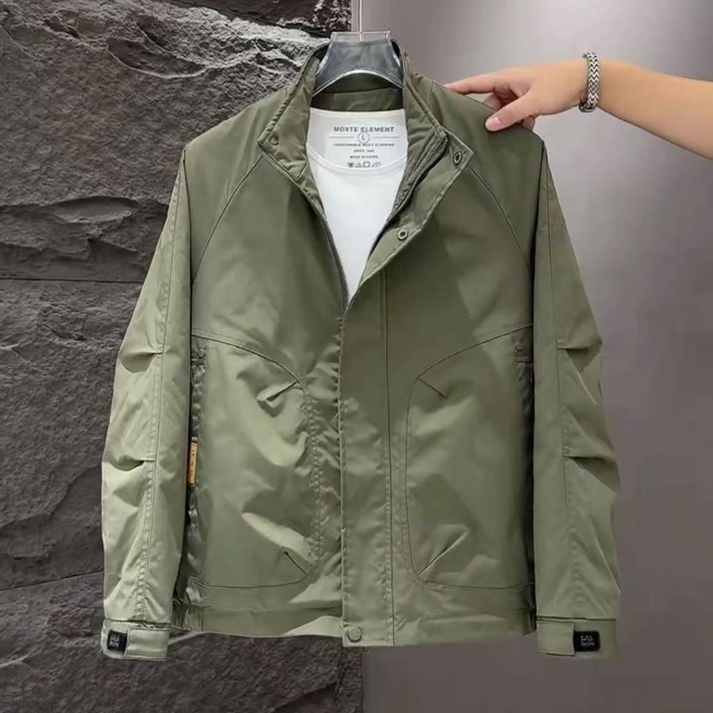 Trendy Brand Stand-Up Collar Jacket Men'S Spring And Summer Ruffian Handsome Jacket Men'S Trendy Brand Autumn Clothing Casual Top Tooling Casual Men