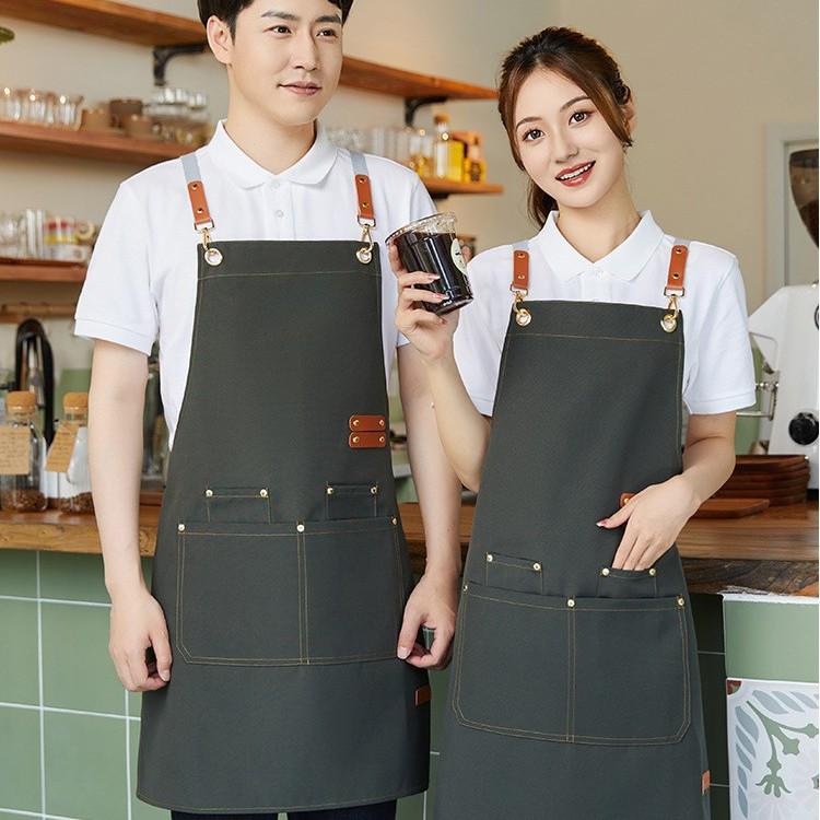 High-Value Canvas Waterproof Apron with Customizable Logo for Coffee Shop & Kitchen Use Z09 Canvas Light Coffee