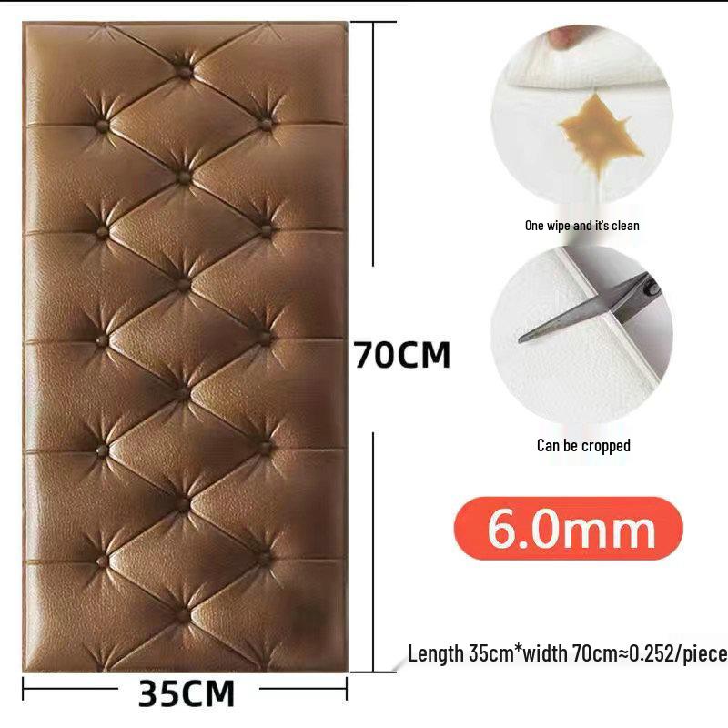 

3D Soft Upholstered Anti-Collision Wall Sticker - Waterproof, Moisture-Proof, Ideal for Kindergarten and Bedside Protection 35×70cm (±2cm) - Bundled, Labeled, OEM