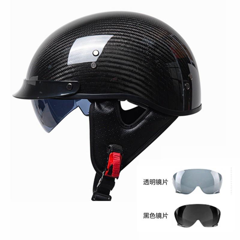 Carbon Fiber Motorcycle Half Helmet With 3C Certification Men Women - Retro Cruiser Style All-Season Use Medium