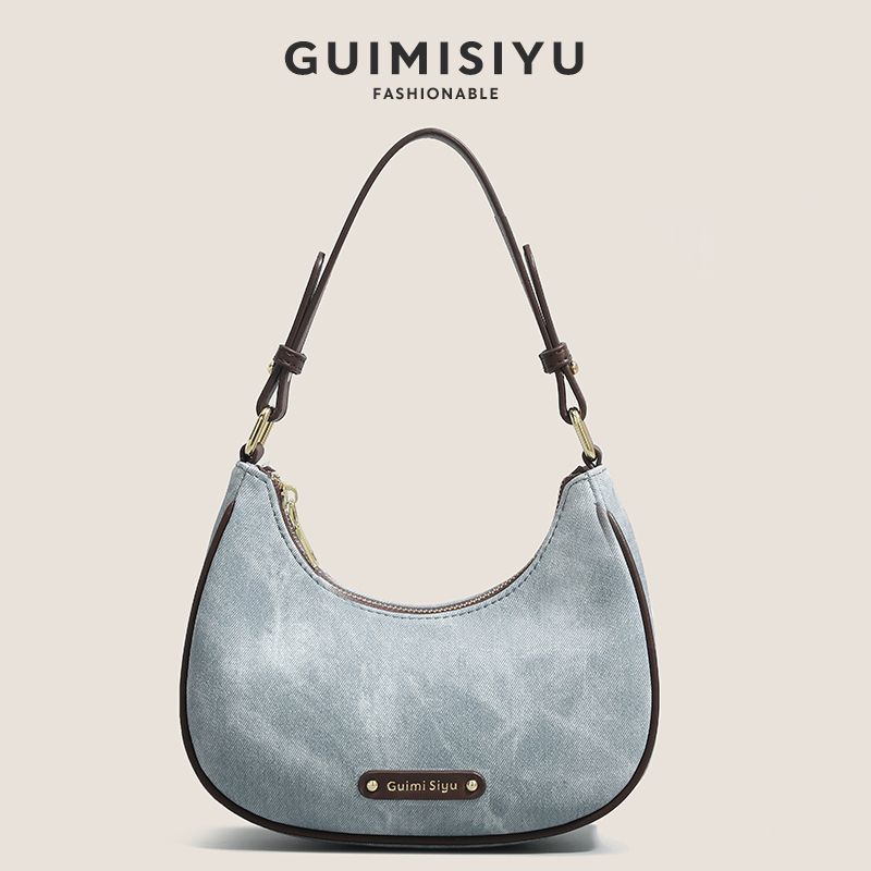 

Guimisiyu Original Crescent Bag Women 2025 New Commuter Underarm Bag Niche Portable Shoulder Messenger Bag Light blue