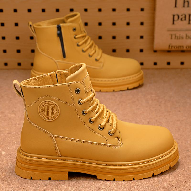 

Новые модные осенние и зимние мужские высокие ботинки martin для студентов, трендовые рабочие туфли на мягкой подошве для мальчиков, кроссовки Martin с защитой труда 44 жёлтый