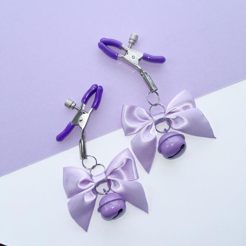 SM Adjustable Nipple and Breasts Clamps with Bow Tie for Couples