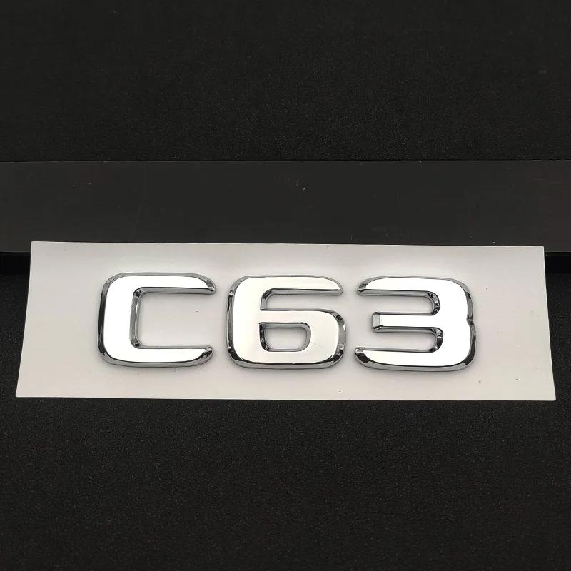 3d ABS Chrome Black Logo C63 Emblem Letters Sticker Nameplate Car Trunk Badge Decal For Mercedes Benz C63 AMG W205 Accessories