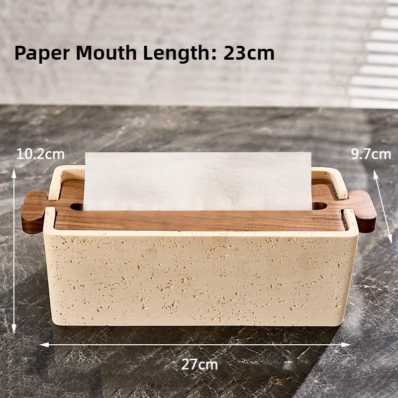 Stone Tissue Box Luxury Tissue Organizer Case Aesthetic Rectangular Napkin Cases Pull Out Napkin Storage Boxes Table Accessories