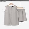 ZANZEA Womens Sleeveless Tank Tops and Shorts Summer Two Piece Sets