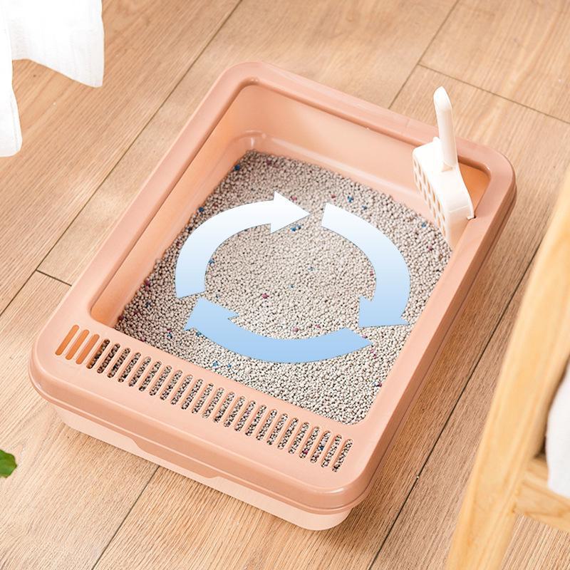 Ulepszona półzamknięta kuweta dla kota z osłoną przeciwbryzgową, wyjmowanym, zmywalnym designem i łopatką na żwirek