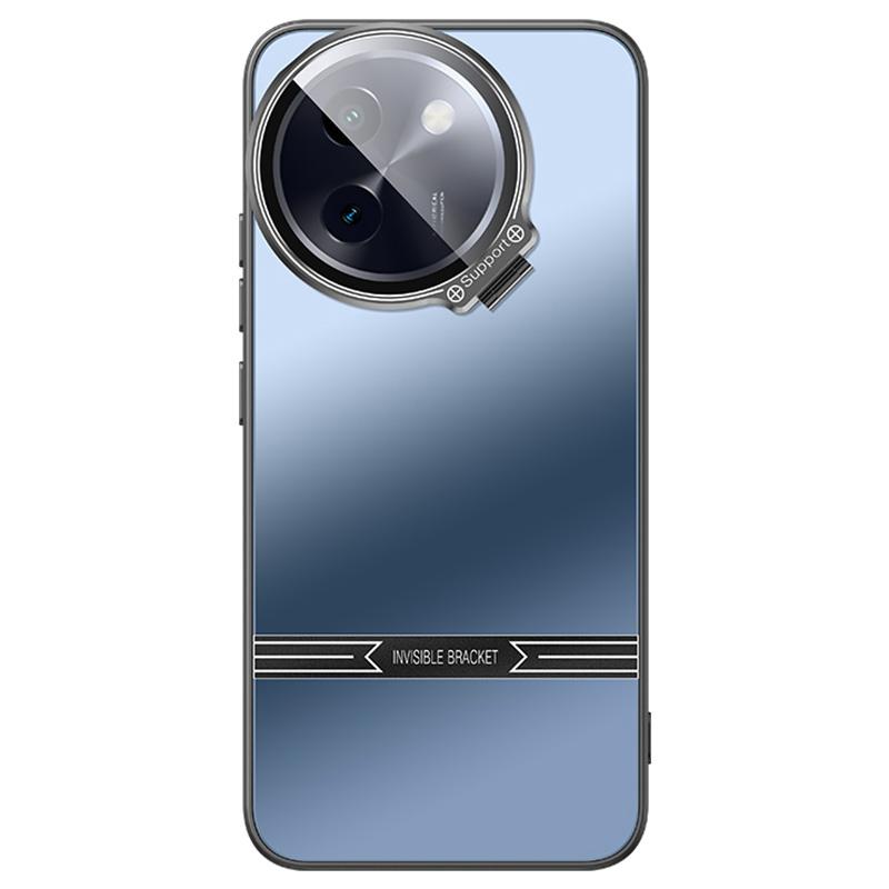 

For vivo Y200i 5G Case PC+TPU Matte Anti-Drop Phone Cover with Lens Lid Kickstand Navy Blue