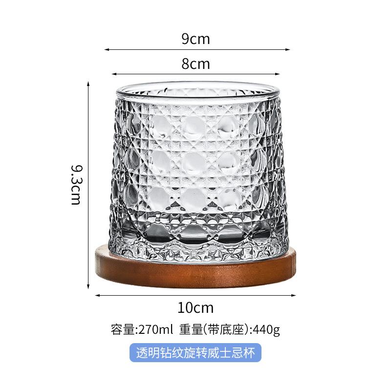 Creative Rotating Whiskey Glasses, Hand-Painted Rotating Rotating Rotating Glasses, with Wooden Tray, Decompression Glasses