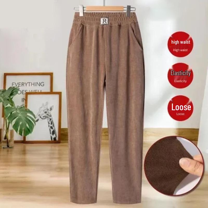 Plus Size Women's Winter Fleece-Lined High Waist Straight Leg Pants