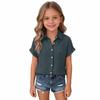 Damen Leinen V-Ausschnitt Kurzarm Hemd Sommer Leichtes Strand Top