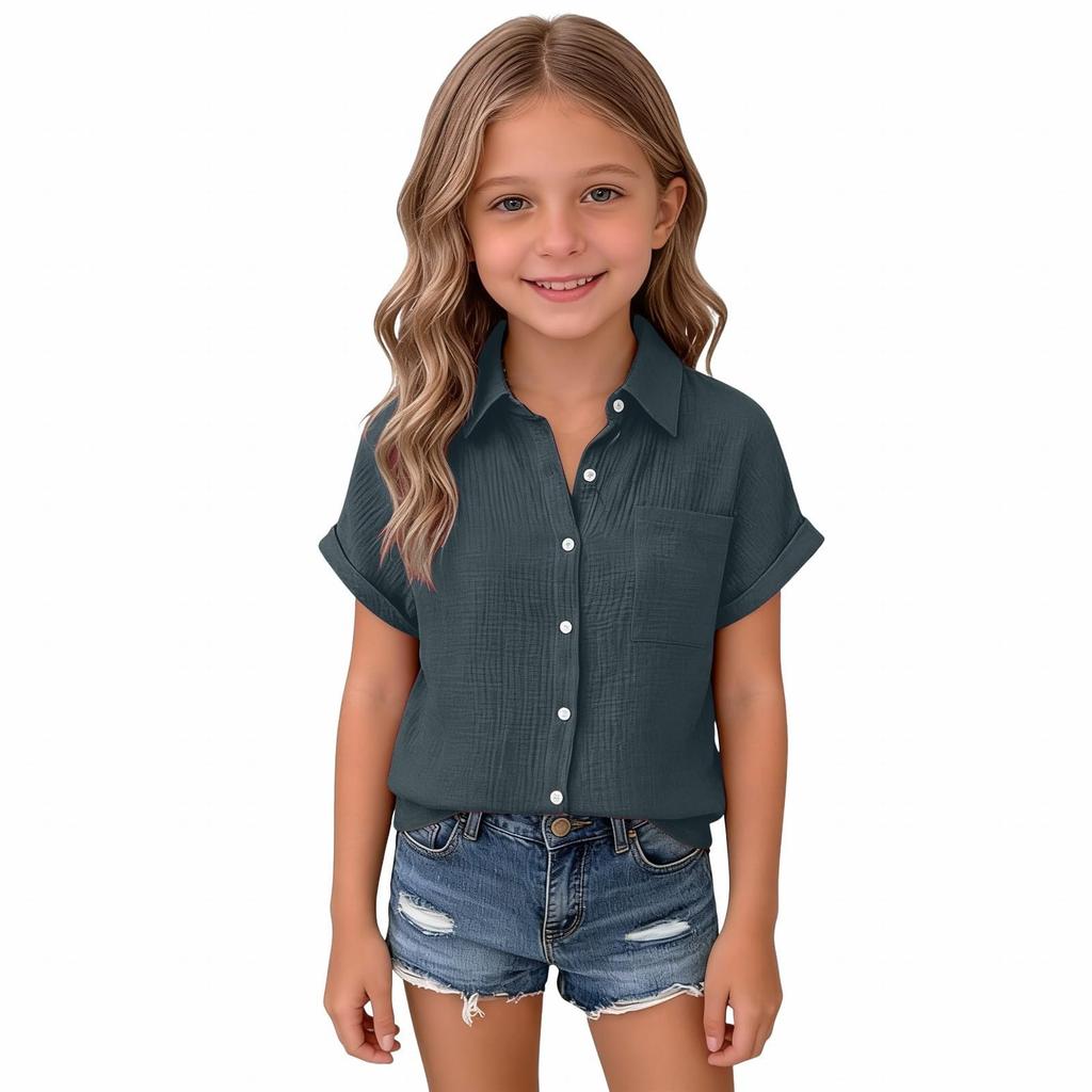 Damen Leinen V-Ausschnitt Kurzarm Hemd Sommer Leichtes Strand Top