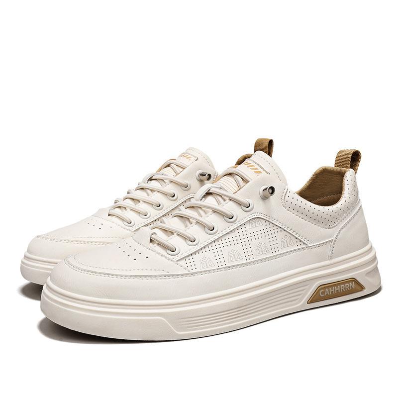 Men's Shoes Summer Versatile Blue Breathable Sports Punched Casual Board Shoes Flat-soled Fashion Student White Shoes