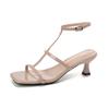 Summer New French Open-toed Sandals Women's Nude Temperament Sexy High-heeled Sandals Word with Roman Sandals Women