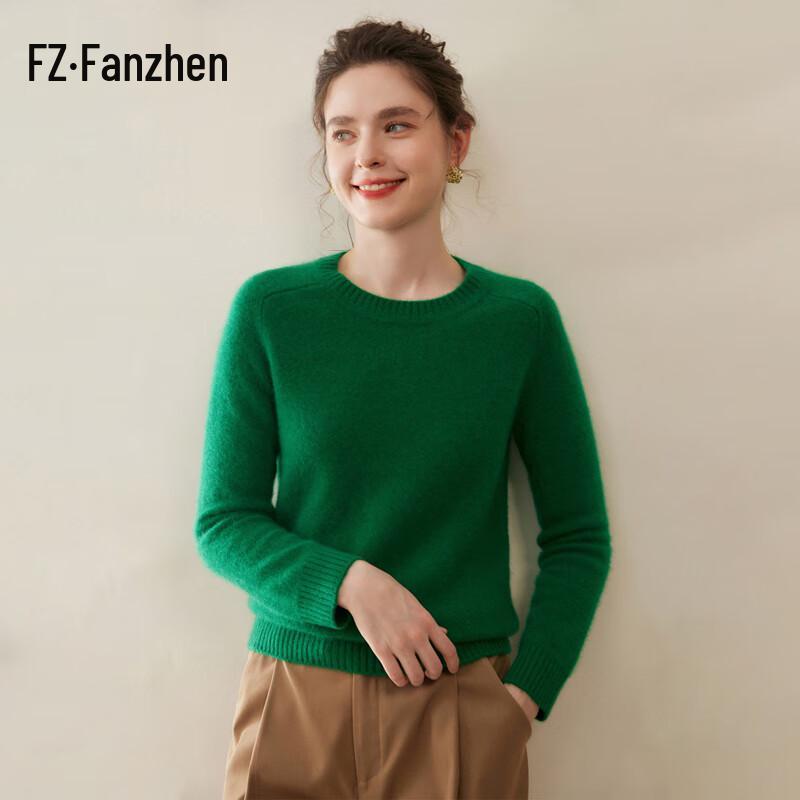 Fanzhen Women's 100% Cashmere Round Neck Pullover Sweater