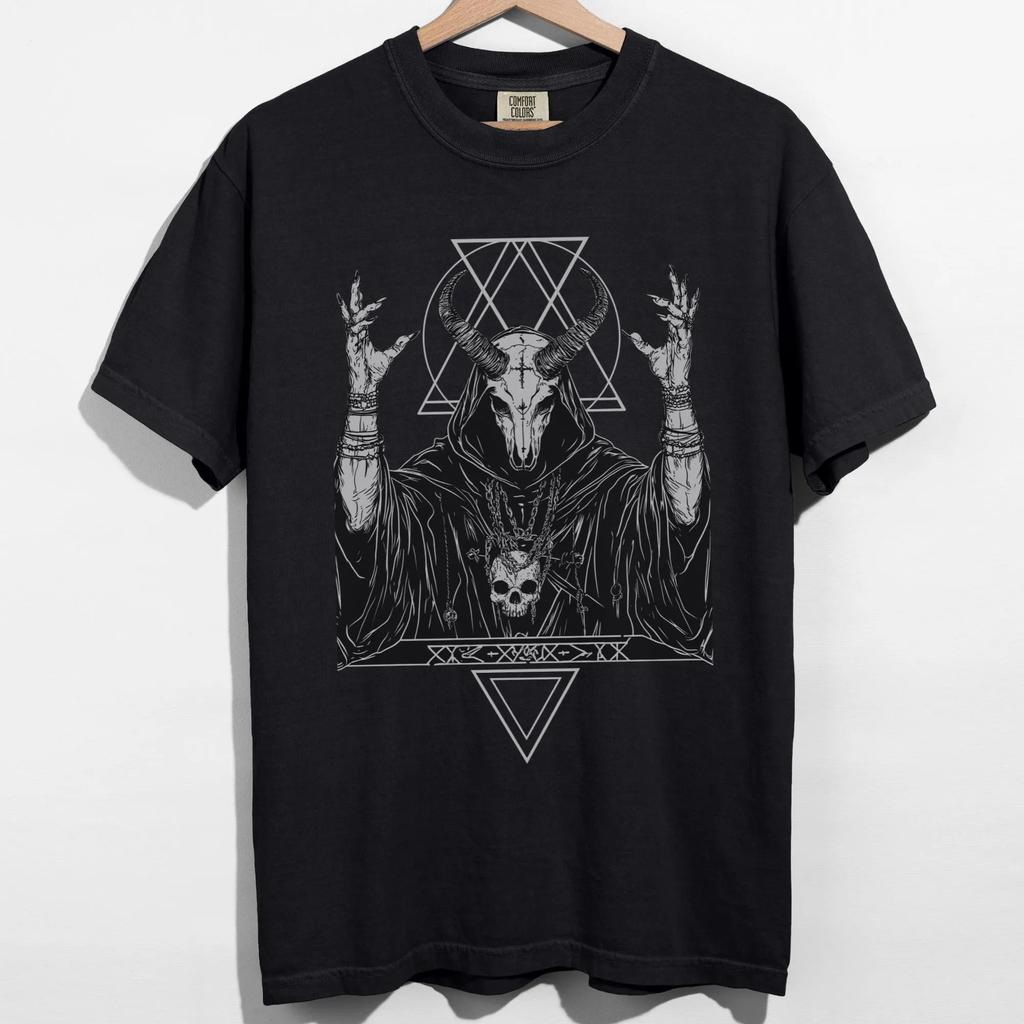 Gothic Okkult Comfort Colors T-Shirt Punk Grafik-T-Shirt Horror Grunge Shirt Alternative Streetwear Kleidung Metal Goth Shirt Geschenk
