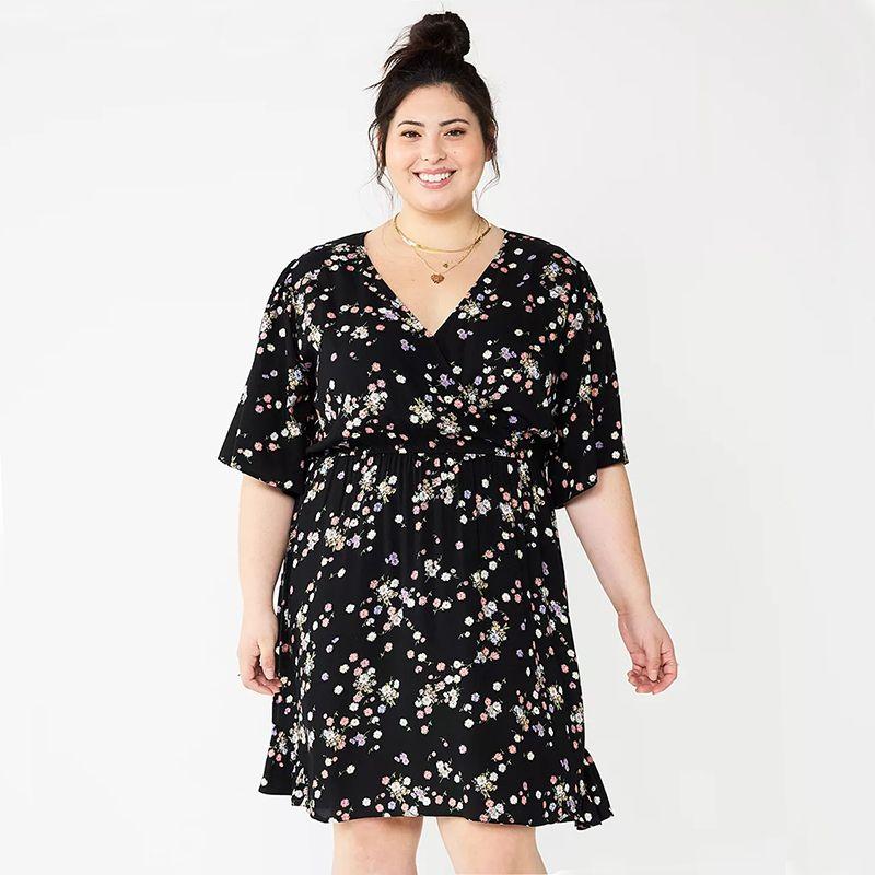 

100.00kg Export Plus Size Women s Clothing European and American Single Fat Floral V-neck Waist-Controlled Slimming Dress Mid-Length Skirt Summer H27 Black Floral XXL