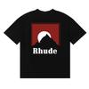 Rhude Style Marlboro Sunset Print Cotton Tee Unisex Loose Fit Casual Short Sleeve T-Shirt
