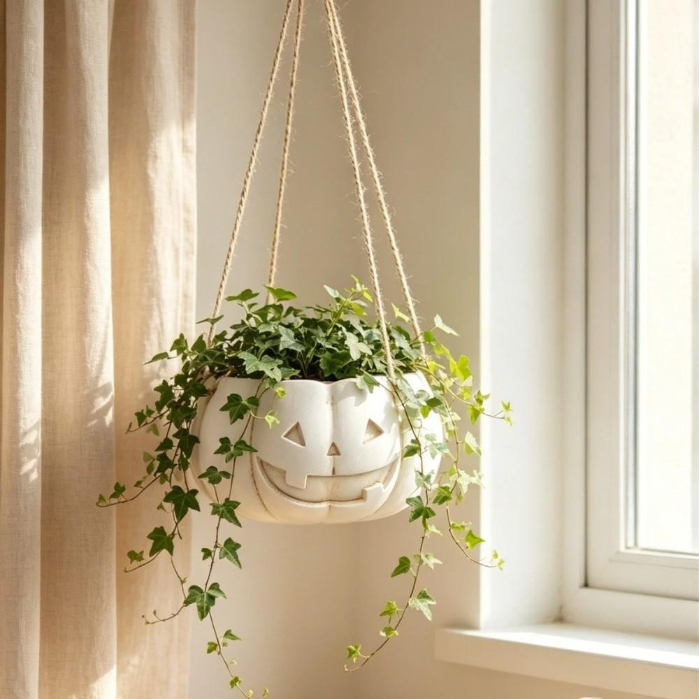 Plastic Halloween Flower Pot Succulents Swing Pumpkin Plant Basket Cafe Decorations