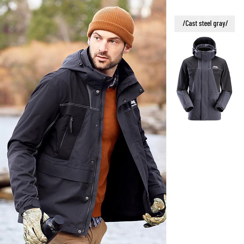 JEEP Men s 3-in-1 Outdoor Windproof Fleece Jacket L