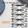 5PCS Womens Fashion Cat-Eye Blue Light Blocking Glasses Retro Black Reading Glasses with HD Lenses +1.0 To +3.0