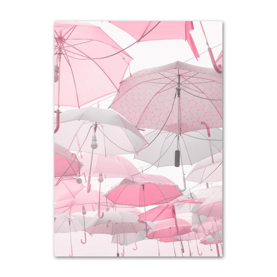 Rosa Blume Balkon Turm Paris Auto Fahrrad Regenschirm Wand Kunstdruck Leinwand Malerei Nordic Poster Decor Bilder Für Wohnzimmer