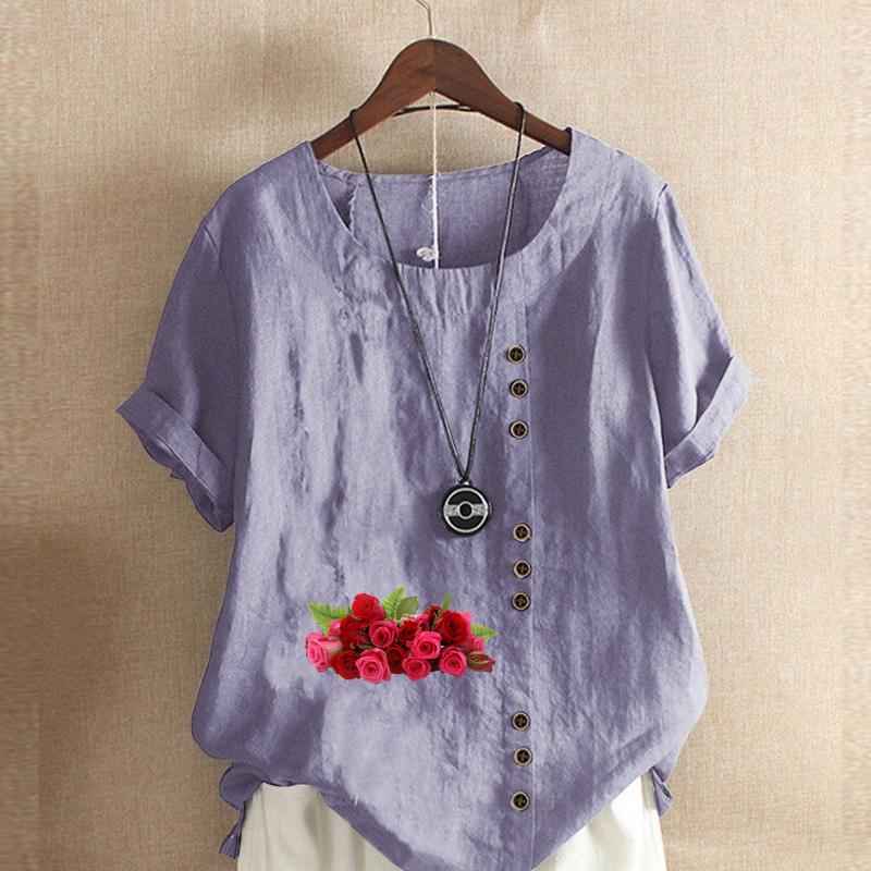 Женская модная футболка с круглым вырезом и коротким рукавом — фото 9