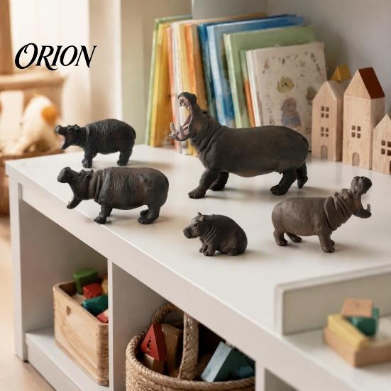 Lifelike Hippo Decoration Simulation Hippopotamus Figurine, Statue Sculpture, River Home Office Animal Decor Horse Model Educational Toy for Desk Hand