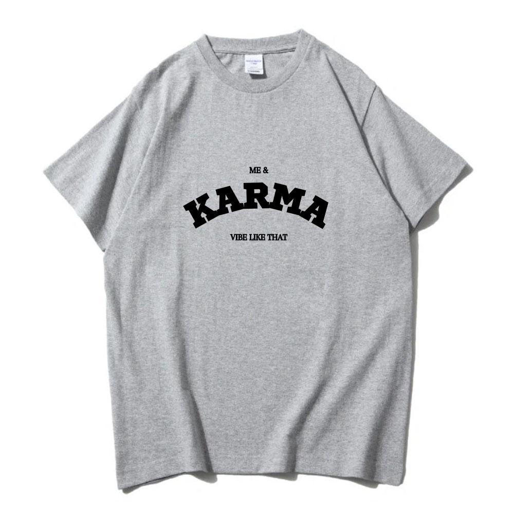 Karma Is A Cat T-shirts for Spring Round Neck Print Tee-shirt Funko Pop Fashion Cotton Tshirt Ropa Hombre Comfortable Clothes