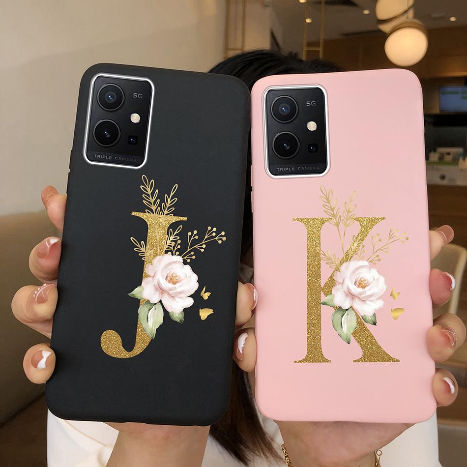 Simple Case For Vivo T1 5G Name 26 Letter Soft Matte Silicone Anti Slip Phone Back Cover For Vivo T 1 VivoT1 Shell Funda Bumper