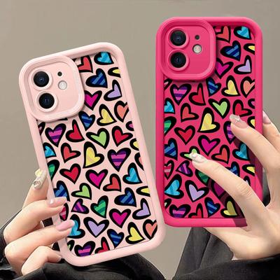 Cover per telefono con motivo cuori alla moda Per iPhone 16 Pro Max 15 Plus 14 13 12 11 Pro XR XS 8 7 Colore Amore Antiurto Protezione Lente Custodia Morbida