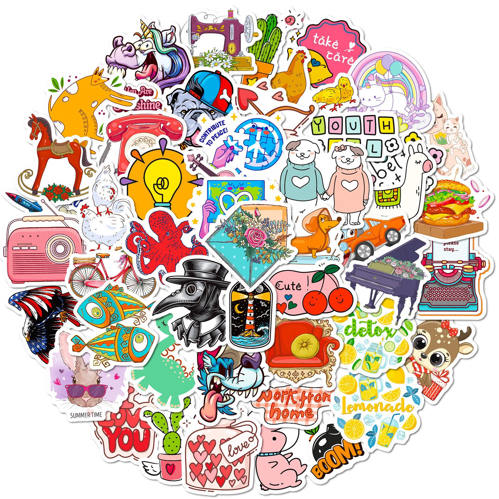 

50 Граффити Микс и Матч Наклеек Милая Маленькая Чашка Свежей Воды Наклейка Водонепроницаемая для Ноутбука