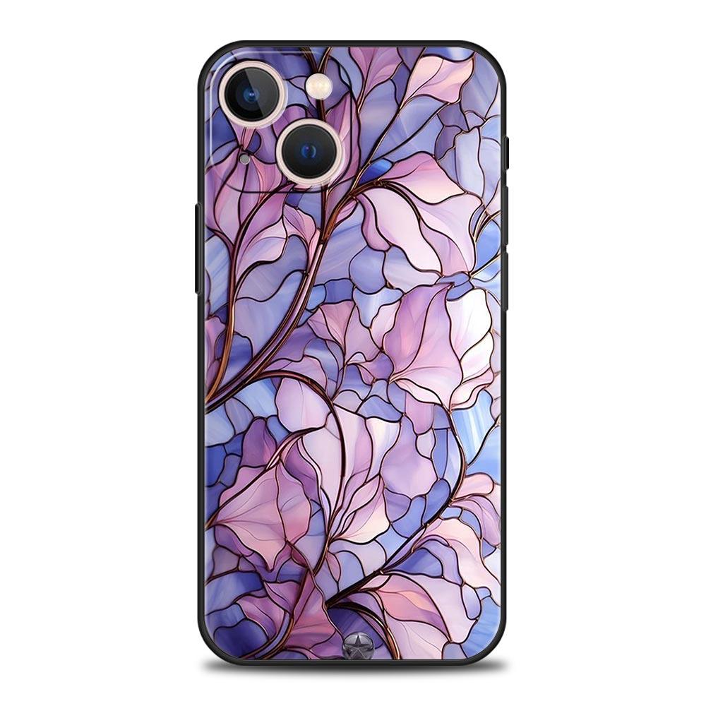 Fashion Flower Pattern Phone Case For iPhone 17 16 15 Pro Max 11 12 13 14 7 8 Plus SE 2020 X XR XS Cover Soft Black