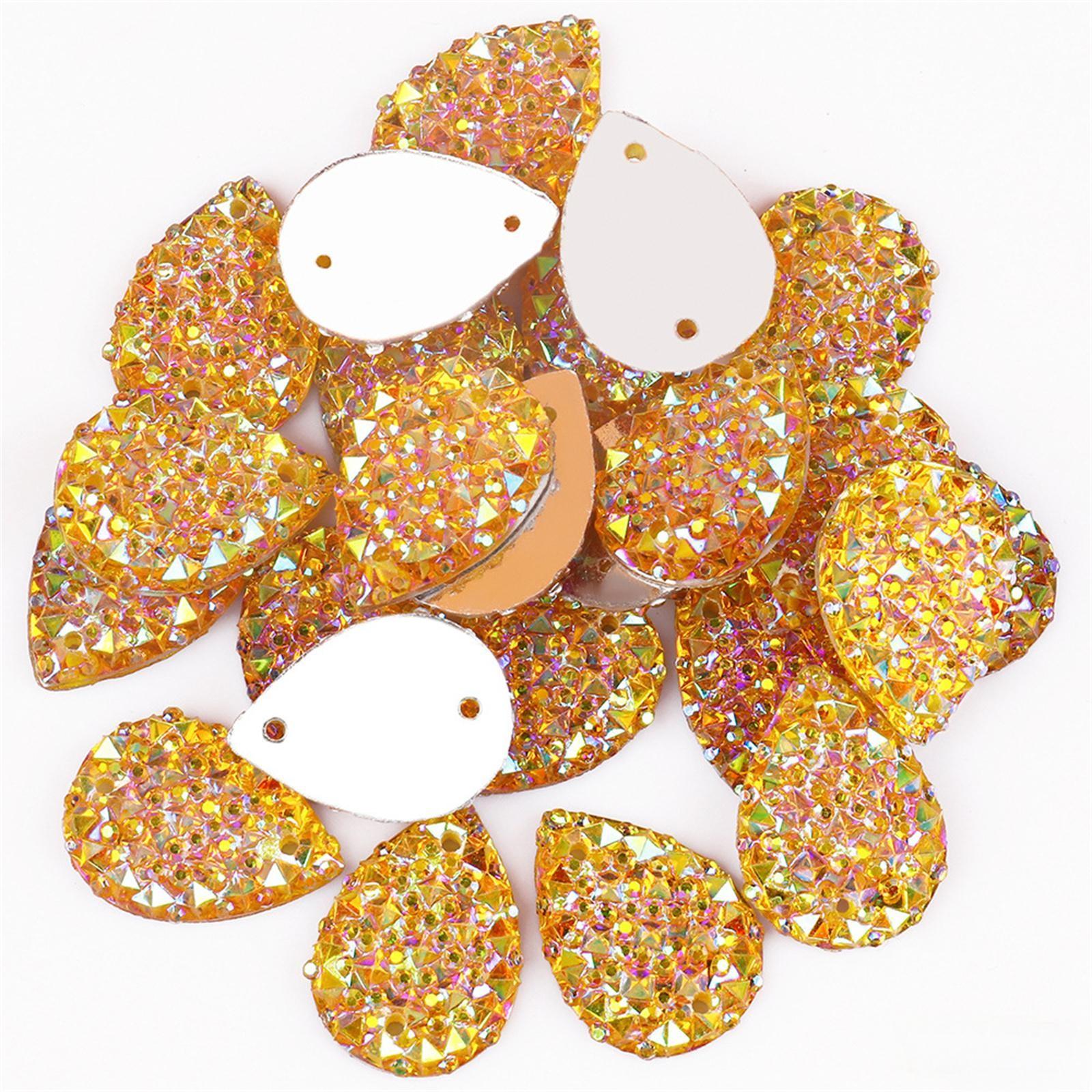 

2 отверстия Diy 90 шт 10*14 мм смоляные капли плоские стразы свадебные пуговицы K94*3 One Size жёлтый