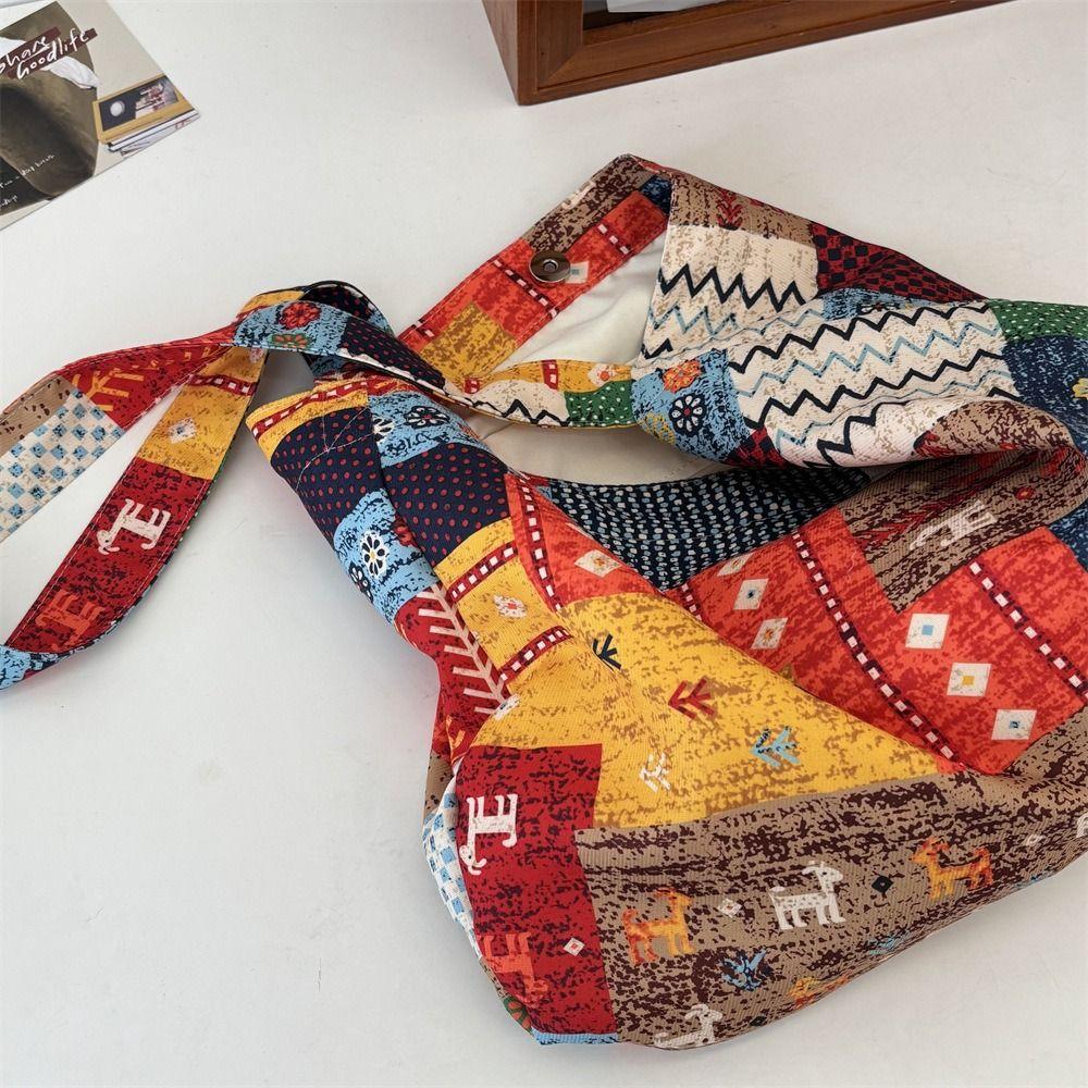Vintage Cloth Ethnic Style Crossbody Bags Collage Style Large Capacity Shoulder Bag Retro Handbag Bohemian Messenger Bag Travel