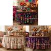 Dia De Los Muertos Table Skirt Mexican Skull Pattern Polyester Party Decor For Events
