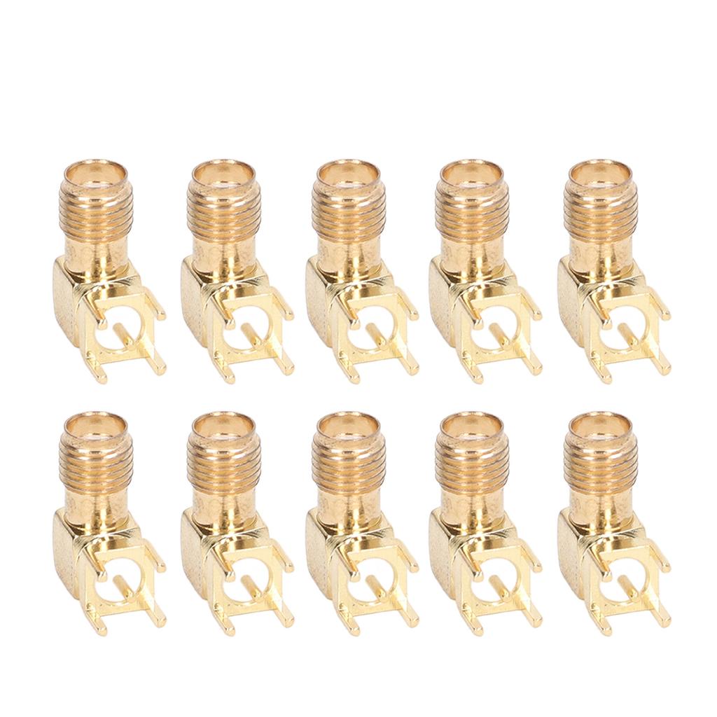 10Pcs RF Connector Panel Bent 90 Degree 4 Pin Antenna Base PCB Board End Coaxial Adapter SMAKWE